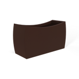 Seoul curved fiberglass planter in Matte Dark Brown, 32 × 12 × 18 in, studio render