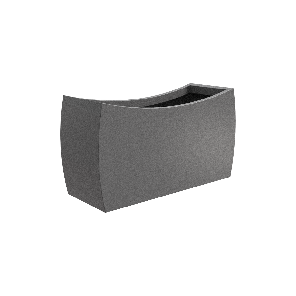 Seoul curved rectangular fiberglass planter in Matte Gunmetal