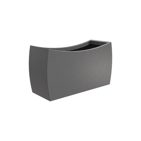 Seoul curved rectangular fiberglass planter in Matte Gunmetal