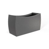 Seoul curved fiberglass planter in Matte Gunmetal, 32 × 12 × 18 in, studio render