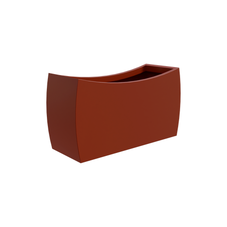 Seoul curved rectangular fiberglass planter in Matte Terra Cotta