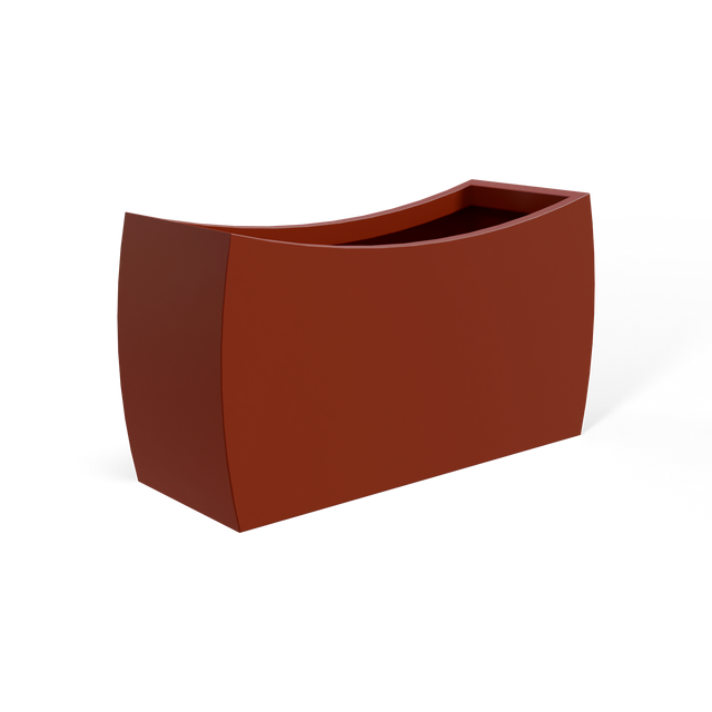 Seoul curved fiberglass planter in Matte Terra Cotta, 32 × 12 × 18 in, studio render
