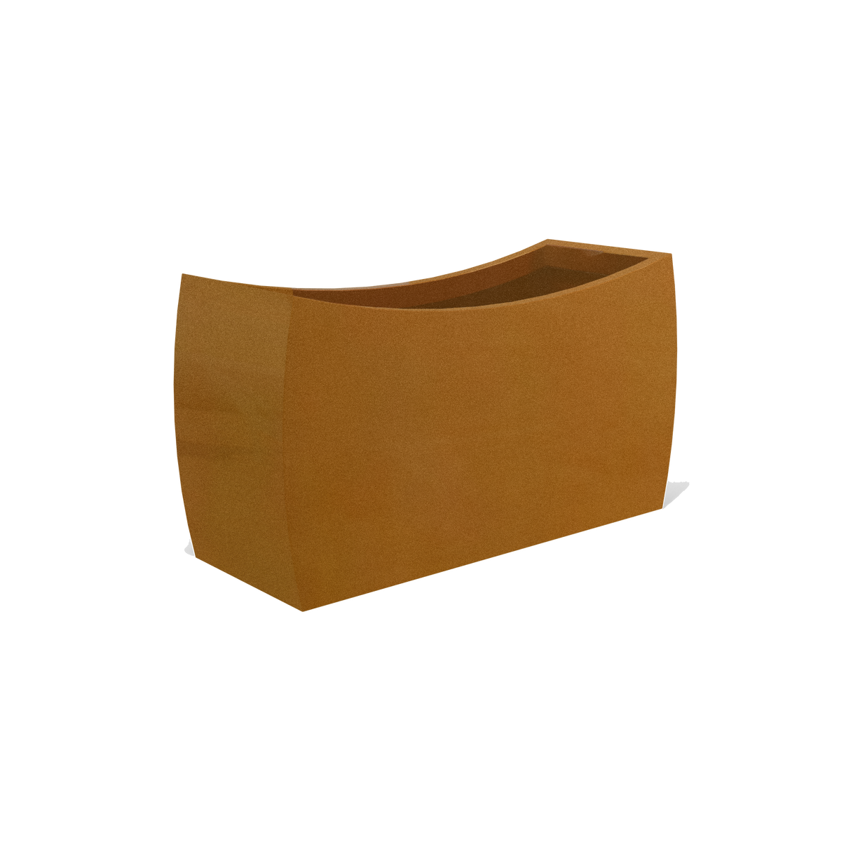 Seoul curved rectangular fiberglass planter in Metallic Bronze