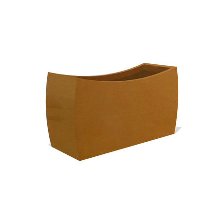 Seoul curved rectangular fiberglass planter in Metallic Bronze