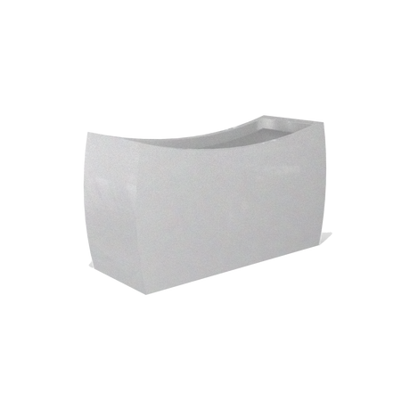 Seoul curved rectangular fiberglass planter in Metallic Silver
