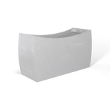 Seoul curved fiberglass planter in Metallic Silver, 32 × 12 × 18 in, studio render