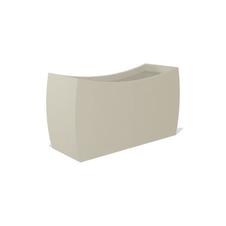 Seoul curved rectangular fiberglass planter in Satin Beige