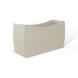 Seoul curved fiberglass planter in Satin Beige, 32 × 12 × 18 in, studio render