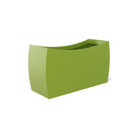 Seoul curved rectangular fiberglass planter in Satin Green