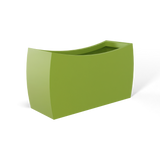 Seoul curved fiberglass planter in Satin Green, 32 × 12 × 18 in, studio render