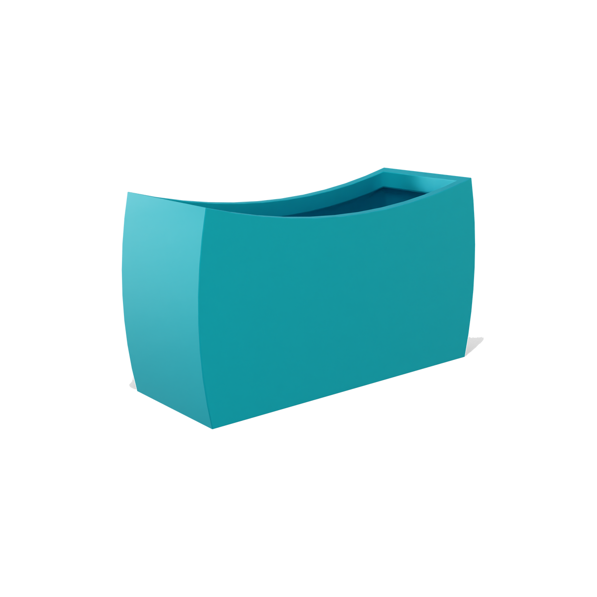 Seoul curved rectangular fiberglass planter in Satin Seafoam Green