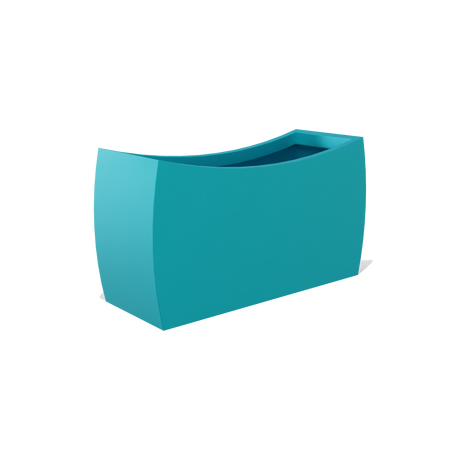 Seoul curved rectangular fiberglass planter in Satin Seafoam Green