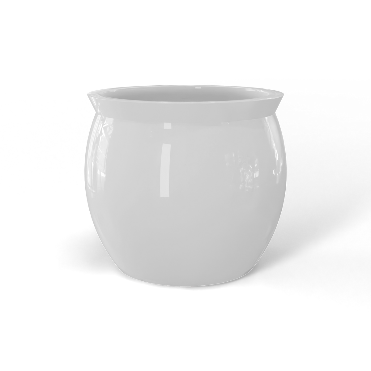 Shanghai fishbowl fiberglass planter in Gloss Bright White, studio render