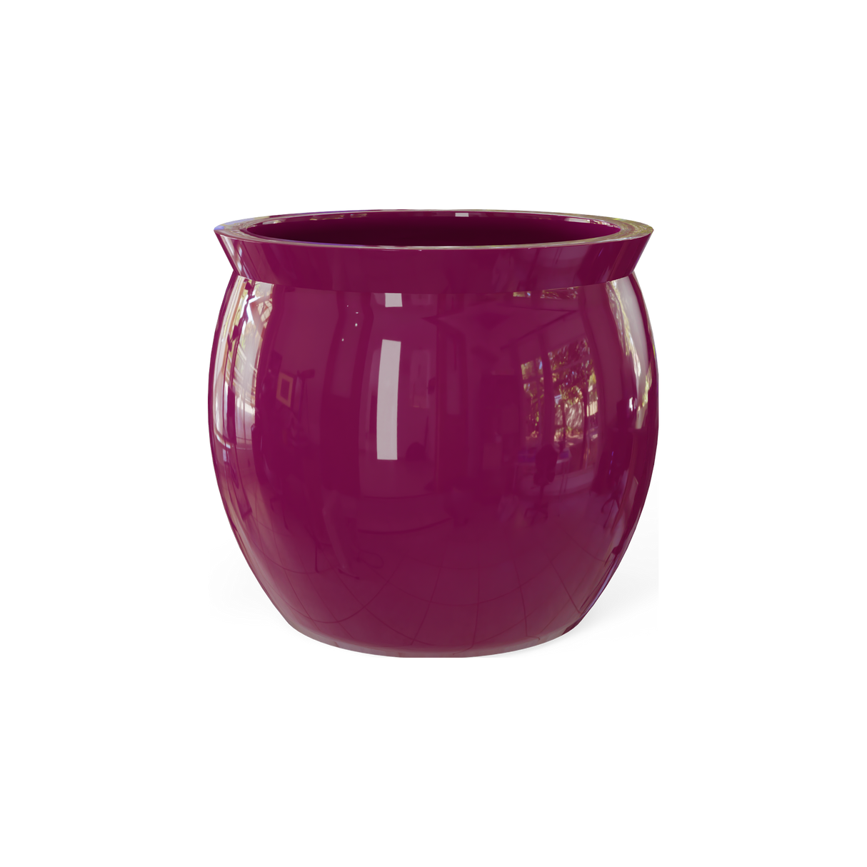 Shanghai fishbowl fiberglass planter in Gloss Eggplant
