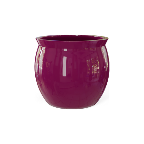 Shanghai fishbowl fiberglass planter in Gloss Eggplant