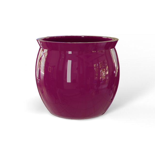 Shanghai fishbowl fiberglass planter in Gloss Eggplant, studio render