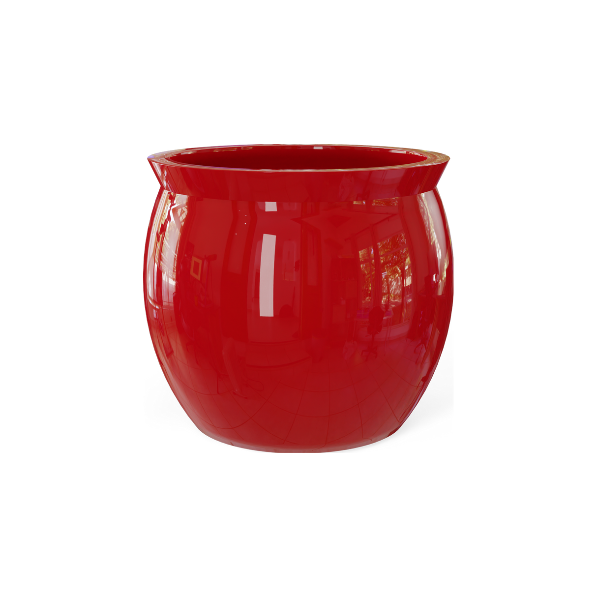 Shanghai fishbowl fiberglass planter in Gloss Red