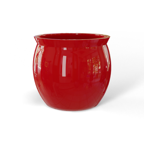 Shanghai fishbowl fiberglass planter in Gloss Red, studio render