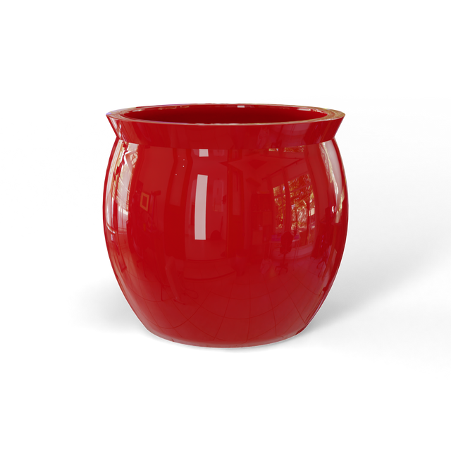 Shanghai fishbowl fiberglass planter in Gloss Red, studio render