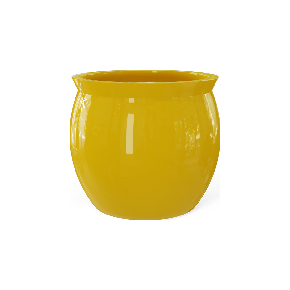 Shanghai fishbowl fiberglass planter in Gloss Saffron