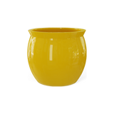 Shanghai fishbowl fiberglass planter in Gloss Saffron
