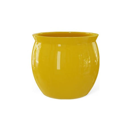 Shanghai fishbowl fiberglass planter in Gloss Saffron