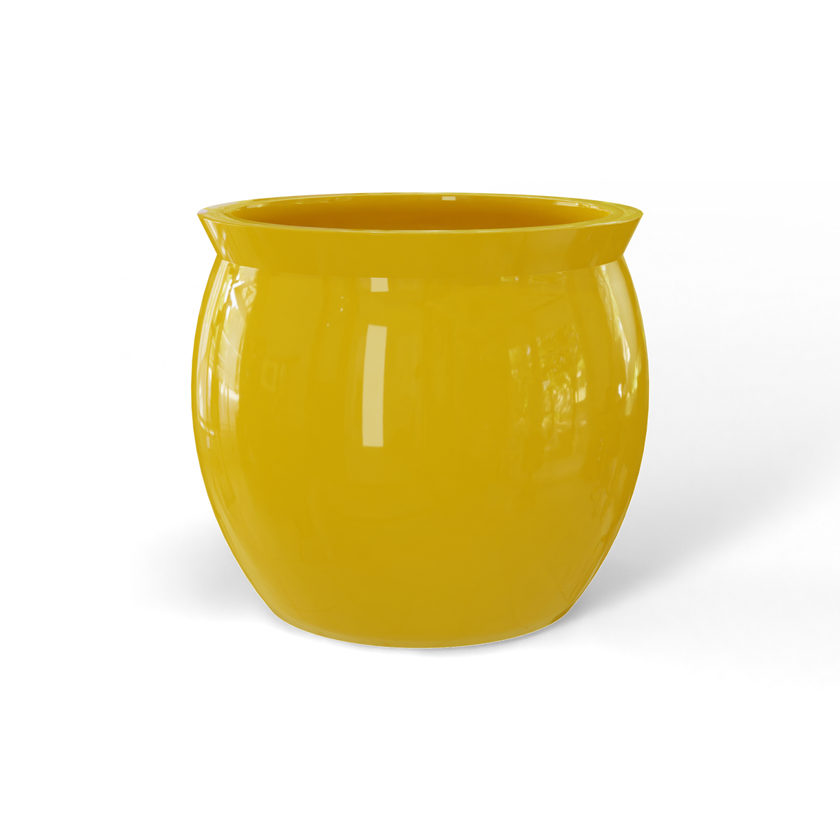 Shanghai fishbowl fiberglass planter in Gloss Saffron, studio render