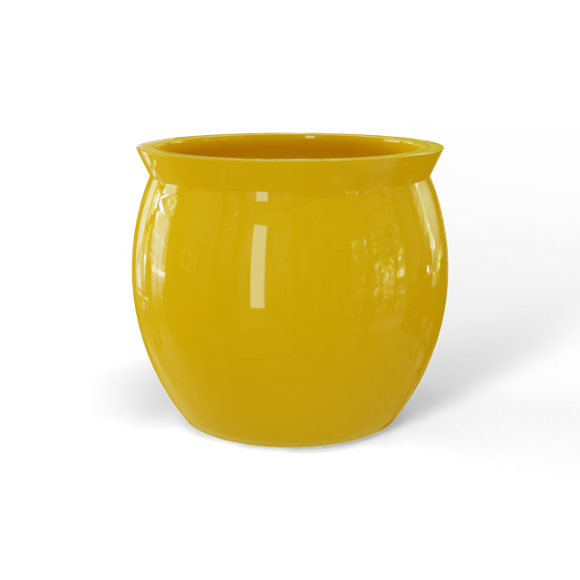 Shanghai fishbowl fiberglass planter in Gloss Saffron, studio render