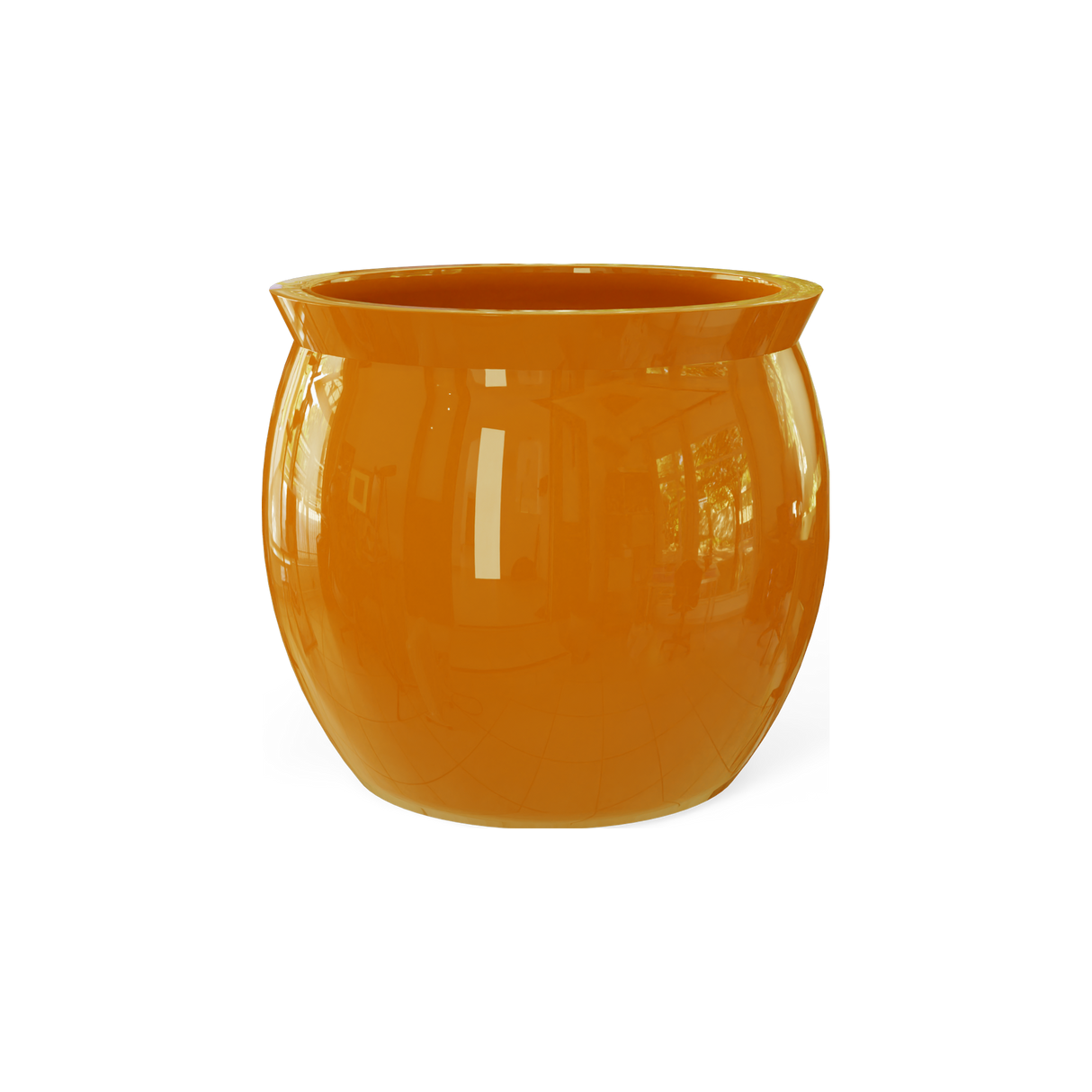 Shanghai fishbowl fiberglass planter in Gloss Tangerine