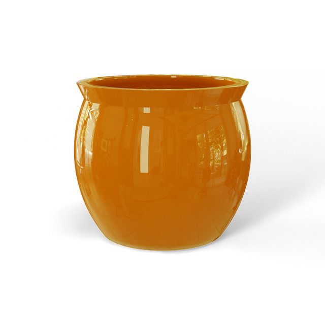 Shanghai fishbowl fiberglass planter in Gloss Tangerine, studio render