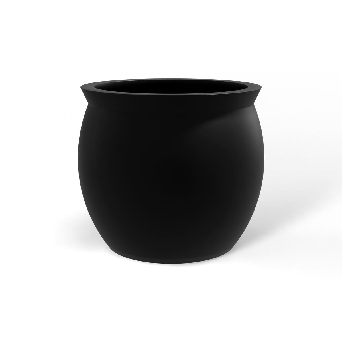 Shanghai fishbowl fiberglass planter in Matte Black, studio render