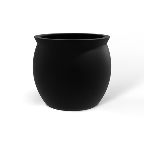Shanghai fishbowl fiberglass planter in Matte Black, studio render