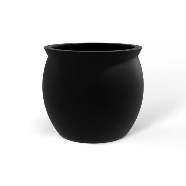 Shanghai fishbowl fiberglass planter in Matte Black, studio render