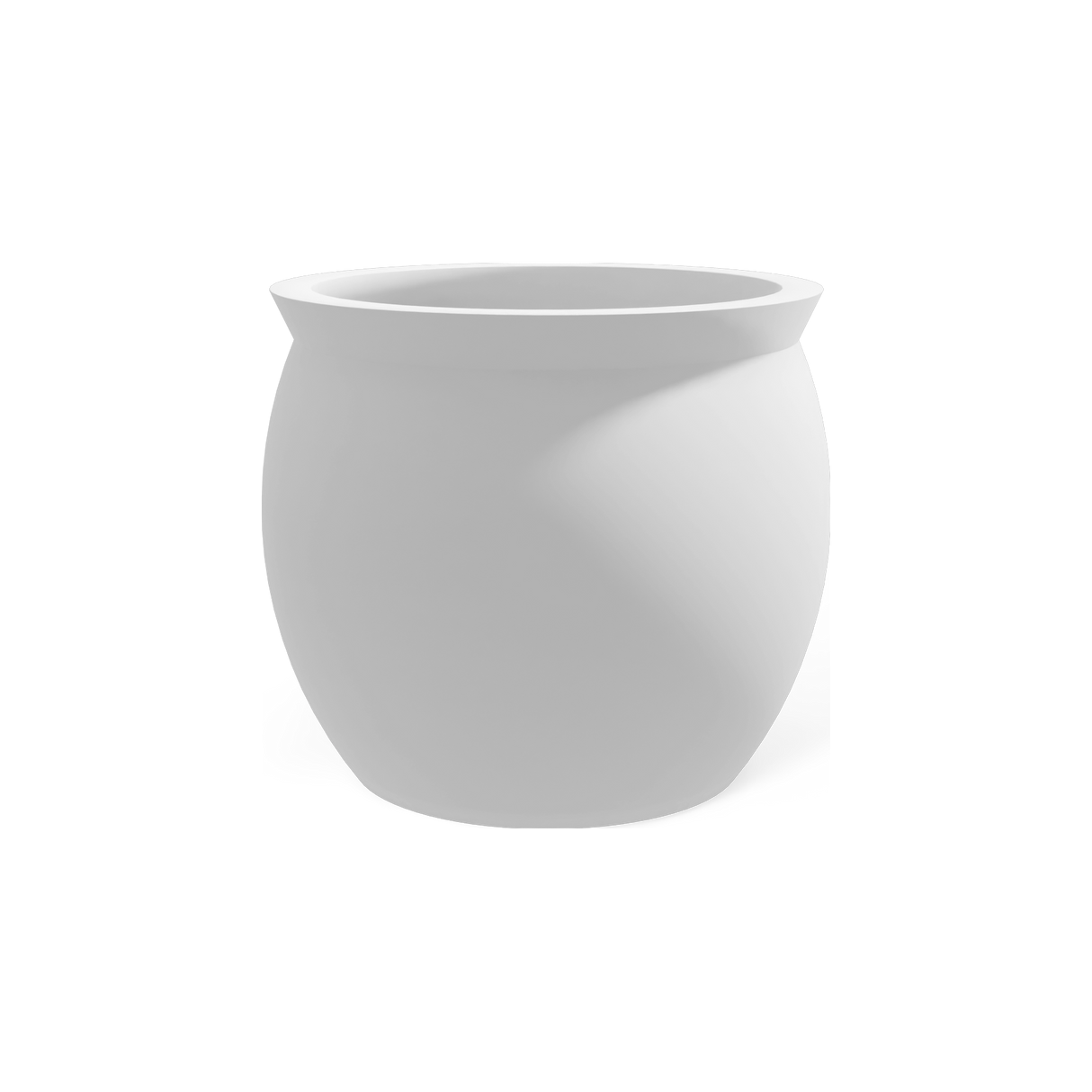 Shanghai fishbowl fiberglass planter in Matte Bright White