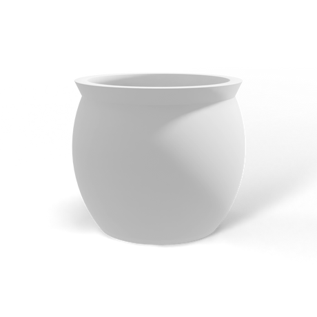 Shanghai fishbowl fiberglass planter in Matte Bright White, studio render