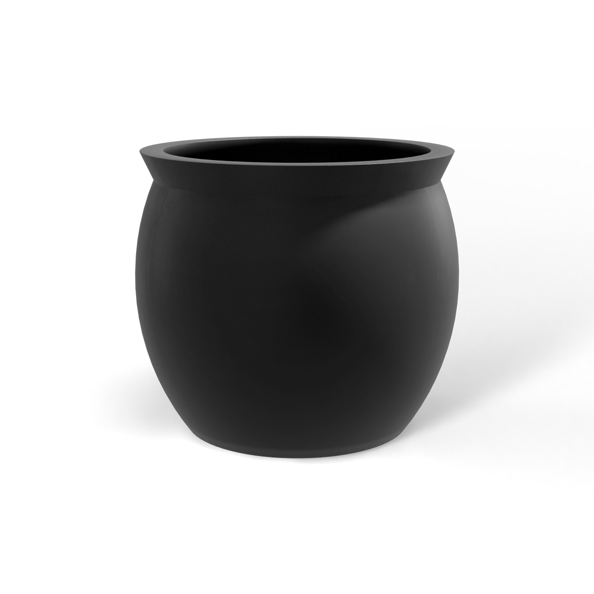 Shanghai fishbowl fiberglass planter in Matte Charcoal, studio render