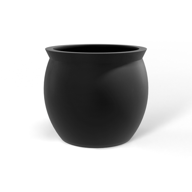 Shanghai fishbowl fiberglass planter in Matte Charcoal, studio render