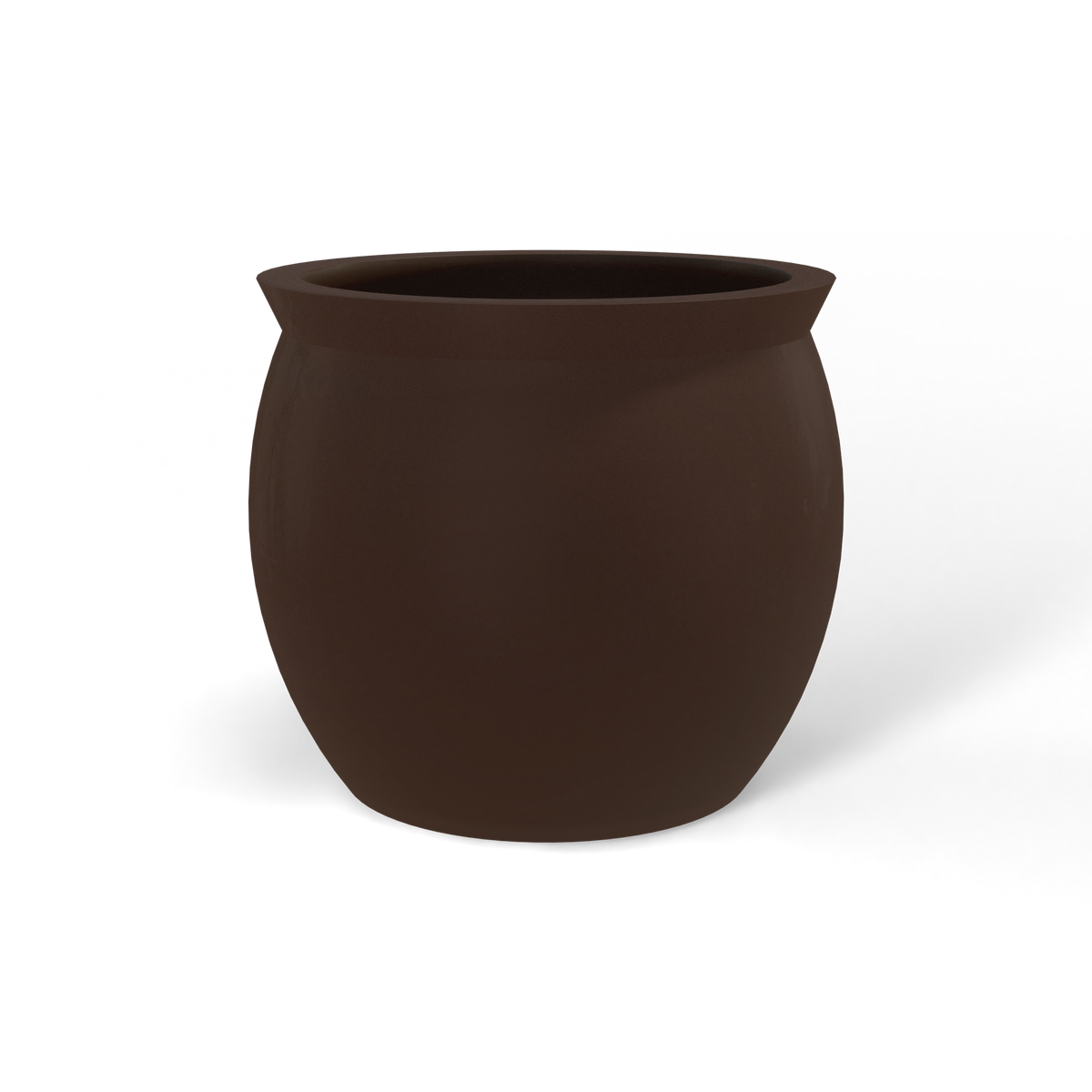 Shanghai fishbowl fiberglass planter in Matte Dark Brown, studio render