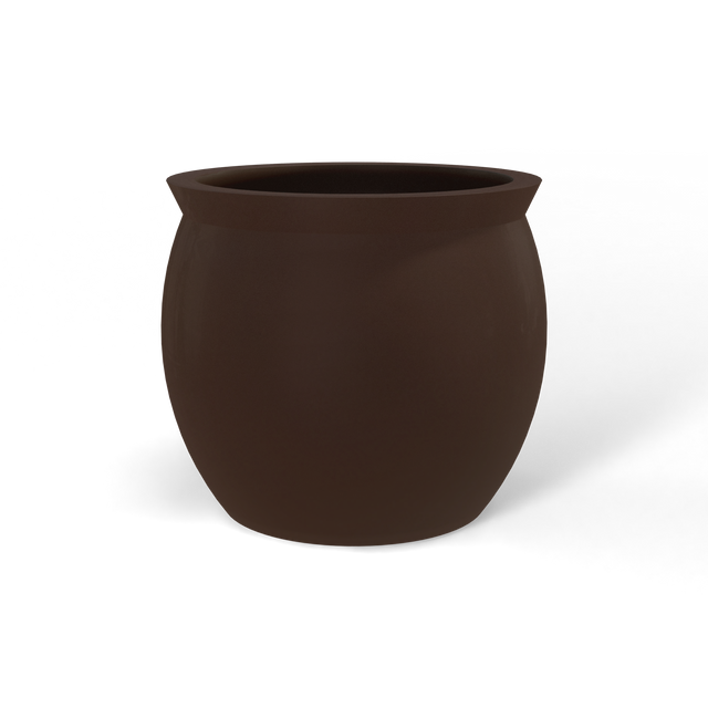 Shanghai fishbowl fiberglass planter in Matte Dark Brown, studio render