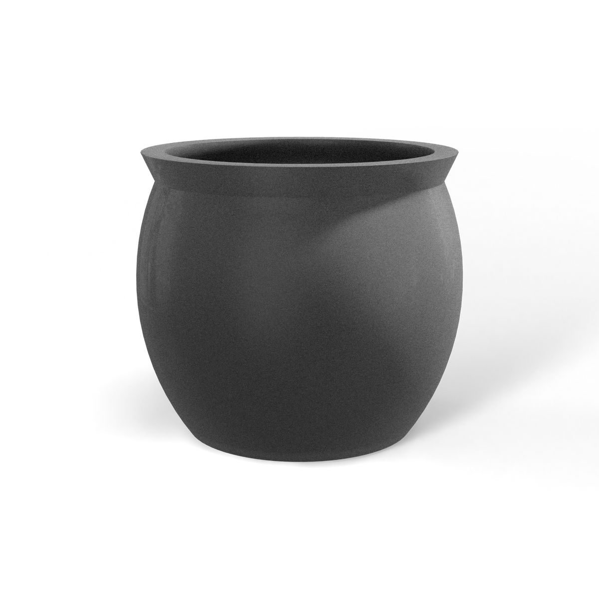 Shanghai fishbowl fiberglass planter in Matte Gunmetal, studio render