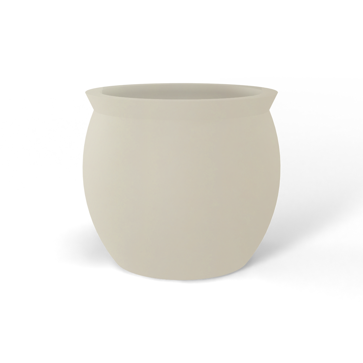 Shanghai fishbowl fiberglass planter in Satin Beige, studio render
