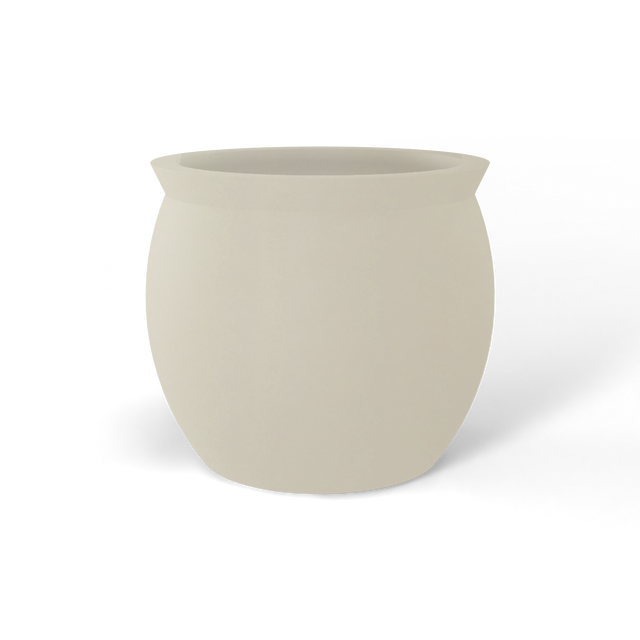 Shanghai fishbowl fiberglass planter in Satin Beige, studio render