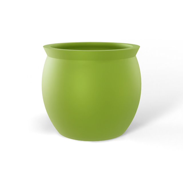 Shanghai fishbowl fiberglass planter in Satin Green, studio render