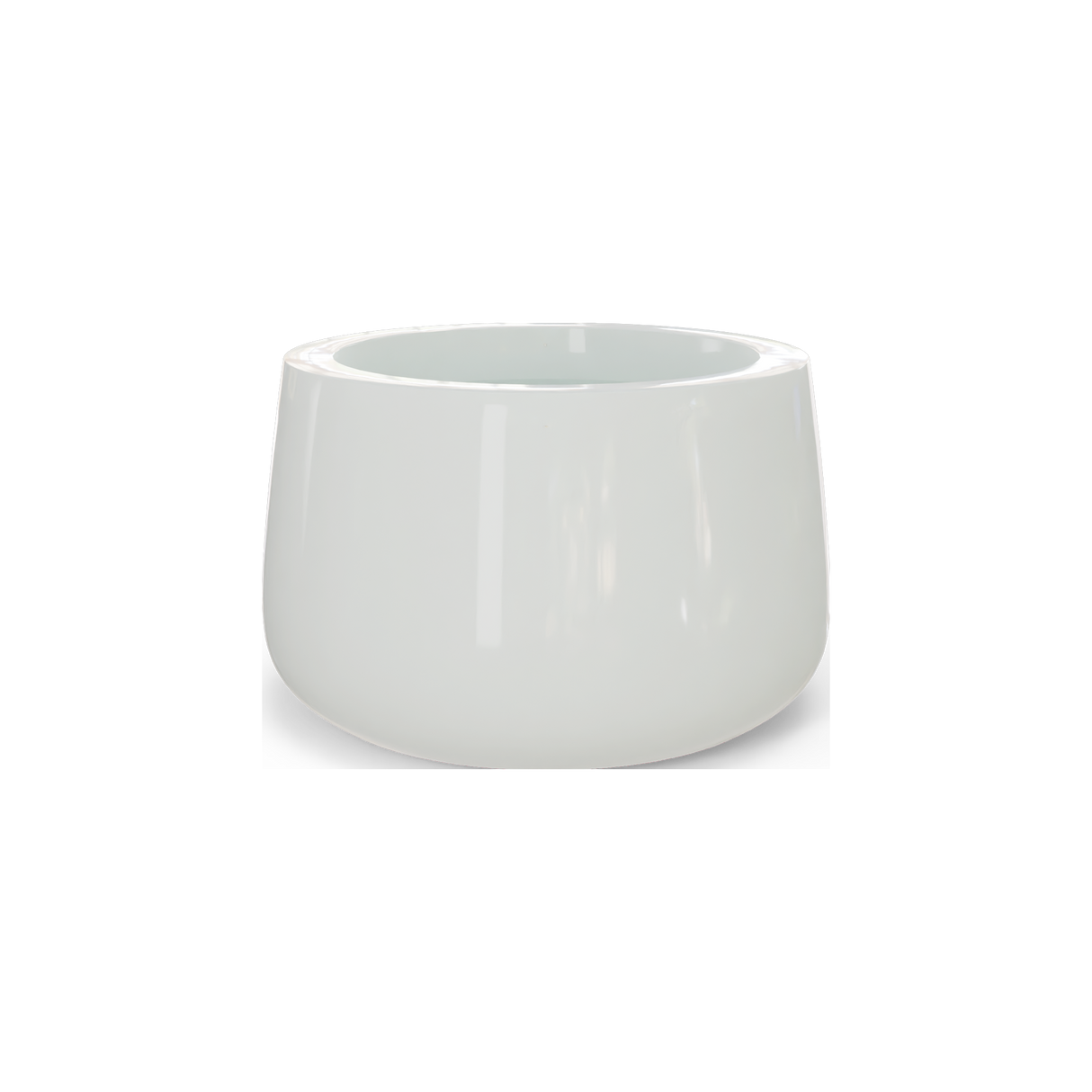 Short Hayden bowl fiberglass planter in Gloss Bright White
