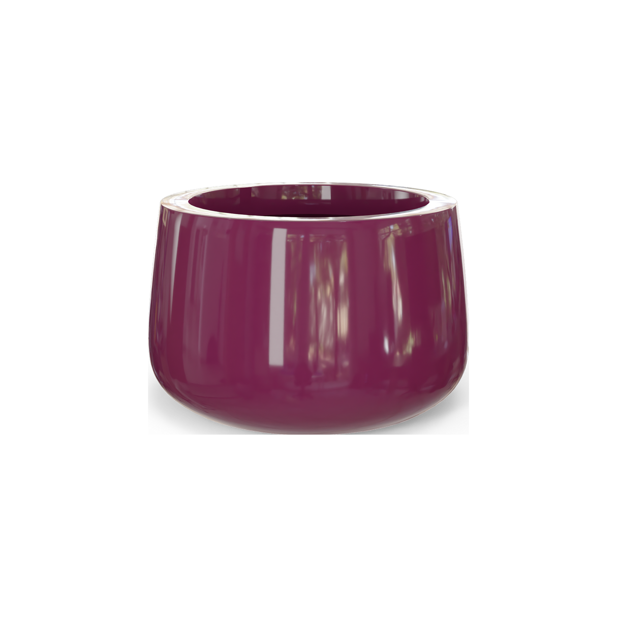 Short Hayden bowl fiberglass planter in Gloss Eggplant