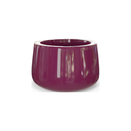 Short Hayden bowl fiberglass planter in Gloss Eggplant