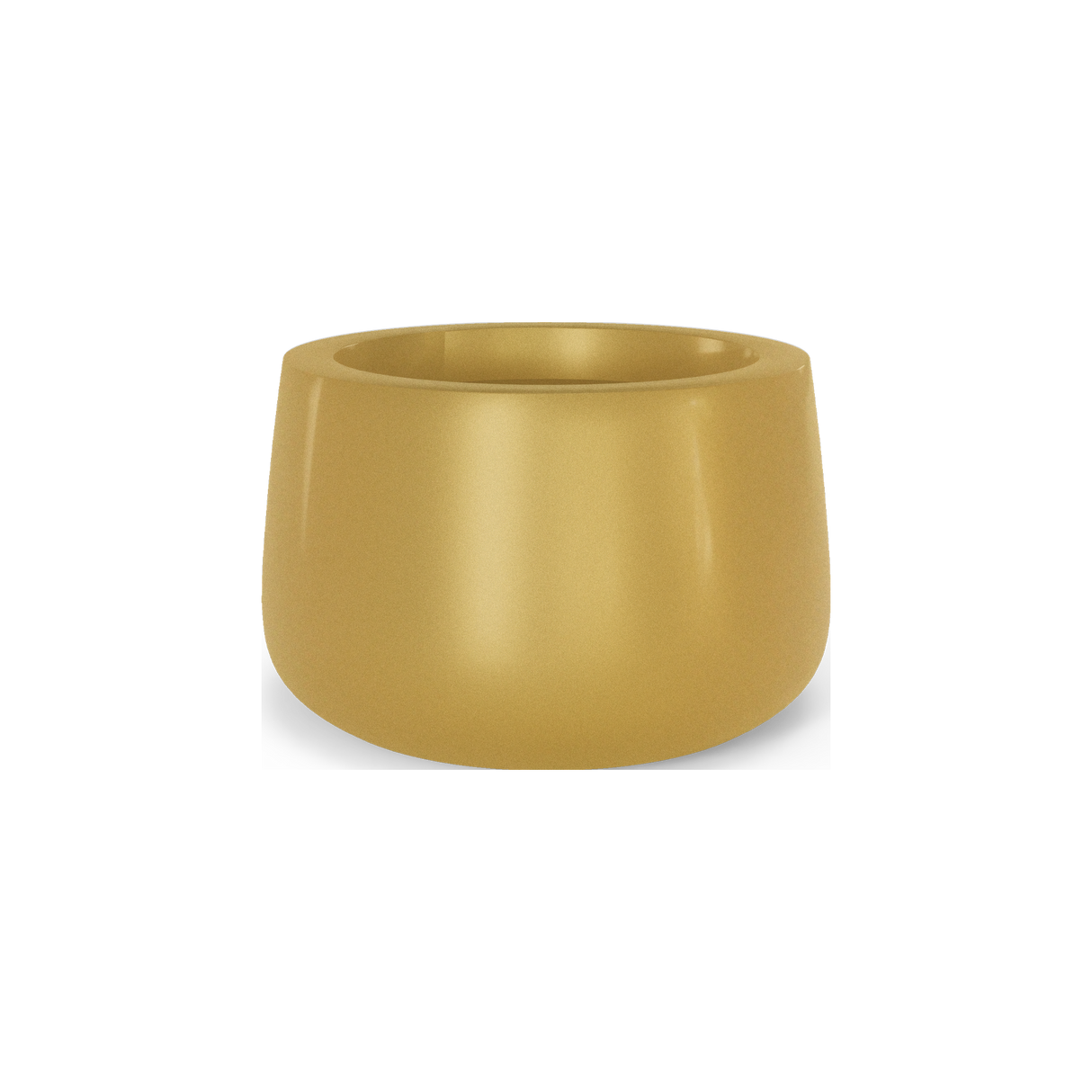 Short Hayden bowl fiberglass planter in Gloss Metallic Gold