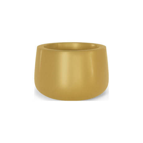 Short Hayden bowl fiberglass planter in Gloss Metallic Gold