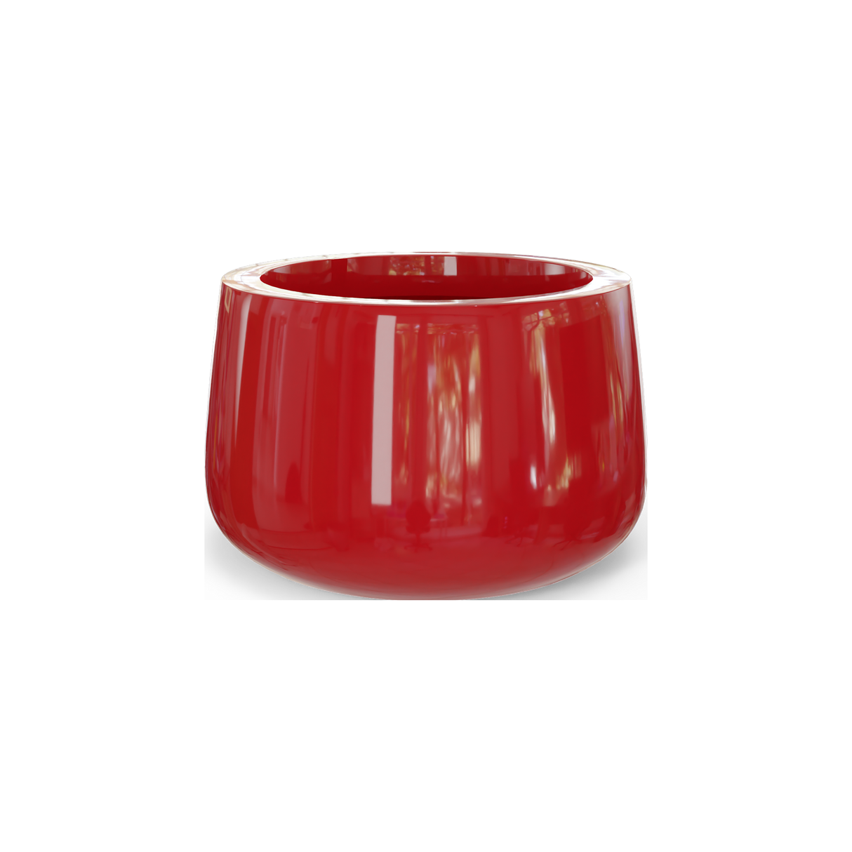 Short Hayden bowl fiberglass planter in Gloss Red
