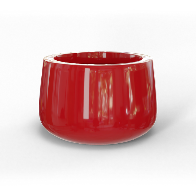 Short hayden bowl fiberglass planter in Gloss Red, studio render
